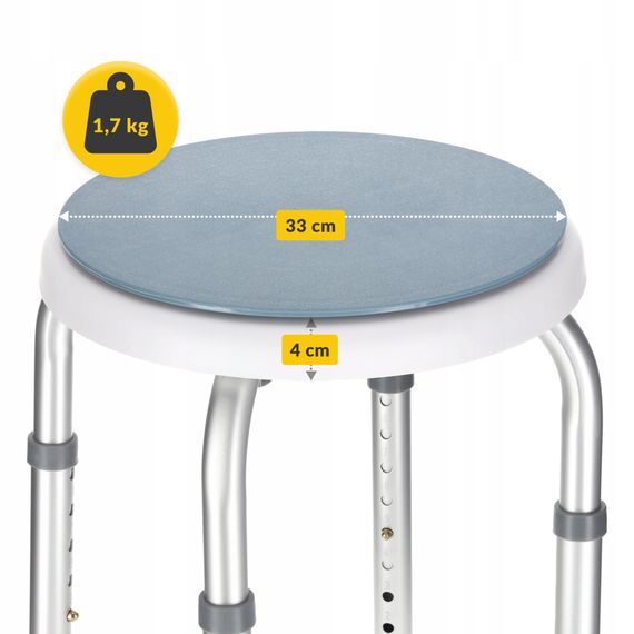 Стілець-табурет поворотний 4FIZJO для ванної та душу, регульований White/Grey (P-5905973403412) | Зображення 4
