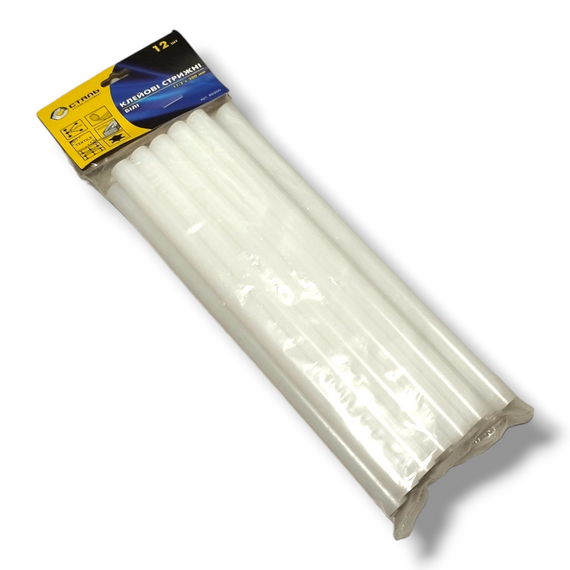 Клейові стрижні - 11,2х200мм Бiлий 12шт. в упак., Сталь (арт.80200)