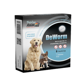 Антигельмінтик препарат для собак та цуценят (6 таб) AnimAll VetLine DeWorm