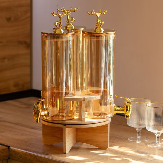 Лимонадница стеклянная 3в1 на подставке с золотыми кранами 5.5 л HP-34-28 | Зображення 6