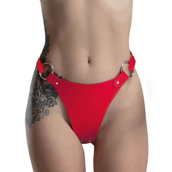 Трусики з натуральної шкіри Feral Feelings - String Bikini Red | Зображення 1