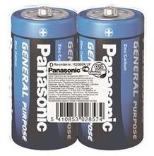 Батарейка Panasonic GENERAL PURPOSE угольно-цинковая  D(R20) пленка, 2 шт. (R20BER/2P)