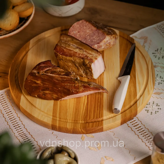 Обробна дерев'яна дошка кругла 30 см для подачі нарізки ясен C11W300 | Зображення 3