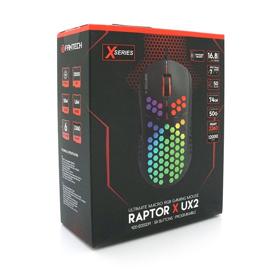 Ігрова миша провідна RAPTOR UX2 X, 6 кнопок, 200-4800 DPI, Led Lighting RGB, 1, 8 м, Win7/8/10 Mac OS, Black, COLOR BOX | Зображення 3