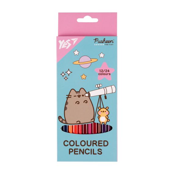 Набор цветных карандашей YES Pusheen Cheek 290745 24 цвета 12 шт
