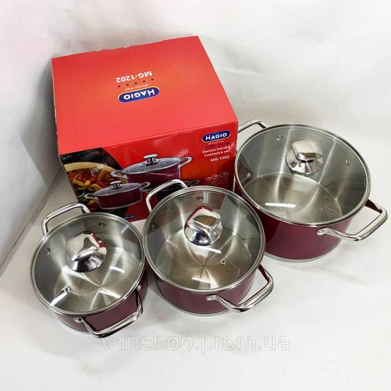 Набір посуду для дому, Набір високих каструль каструль з жаростійкою кришкою HV-19 | Зображення 9