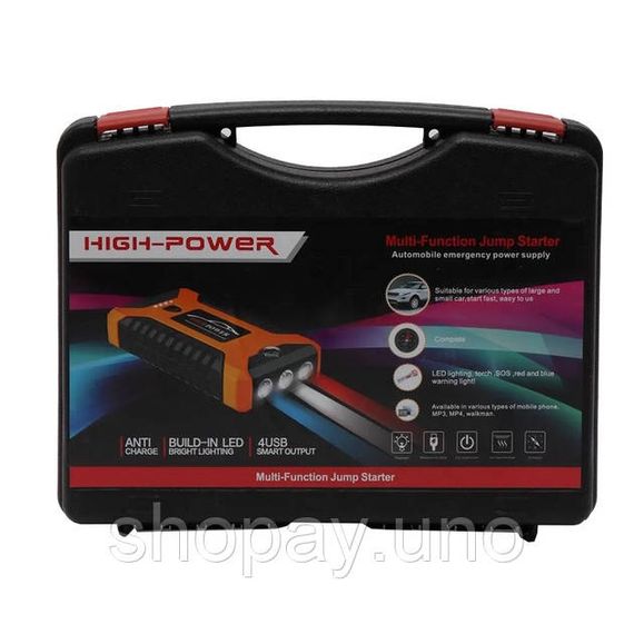 Пускозарядний пристрій червоний JUMP STARTER JX27 WITH PUMP 99800 мАг • Автомобільний стартовий блок з компресором та зарядкою | Зображення 4