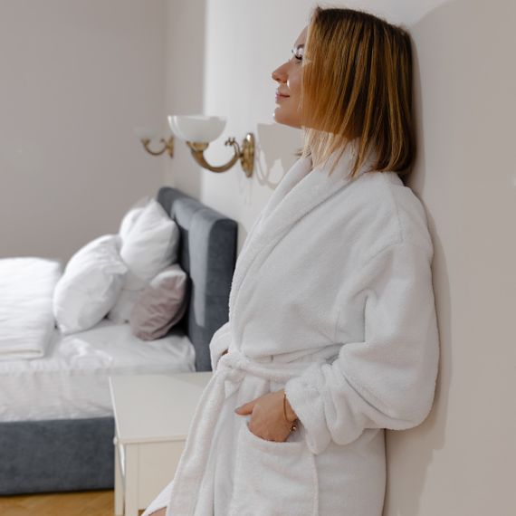 Халат SoundSleep SHAWL шалевий махровий велюровий XL білий (94194111) | Зображення 1