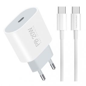 Сетевое зарядное устройство USB-C блок питания 20W с кабелем Type-C Type-C