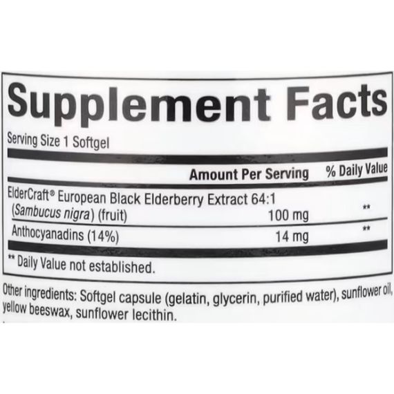 Бузина Natural Factors Black Elderberry 100 mg 60 Softgels | Зображення 1