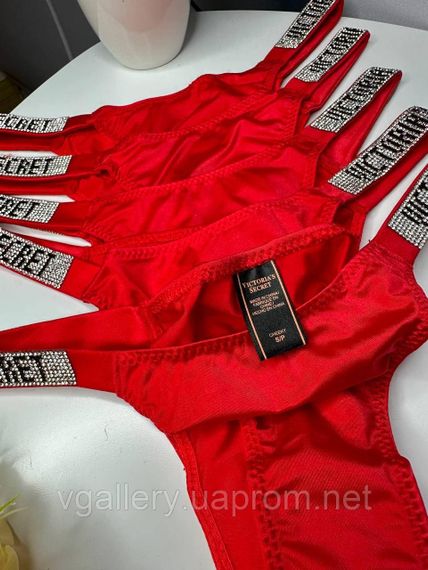 Жіночі трусики буферикова Victoria's Secret зі стразами, танга Вікторія Сікрет зі стразами L, Червоний | Зображення 2
