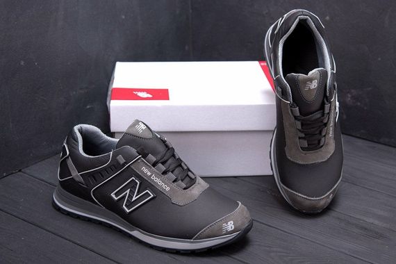 Чоловічі шкіряні демісезонні кросівки New Balance колір чорний, сірий | Зображення 8