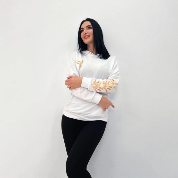Женское весеннее худи с принтом колоски GF4195 цвет белый, размер 50/52 | Зображення 4