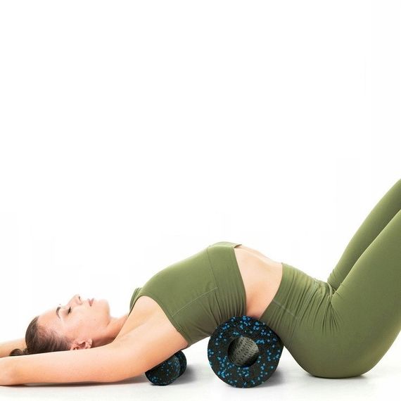 Набор для йоги Паверплей PP_4008 EPP Foam Roller Set роллер + 2 массажных мяча Черно-синий | Зображення 8