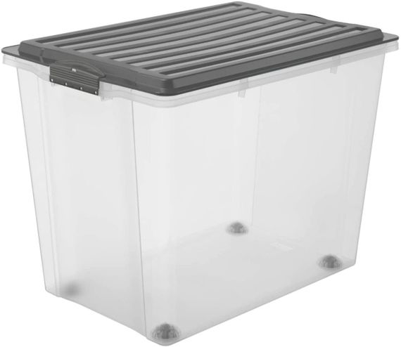 Контейнер для хранения пластиковый на колесиках с крышкой Rotho (Рото) Compact A3 70 л (11649) Серый