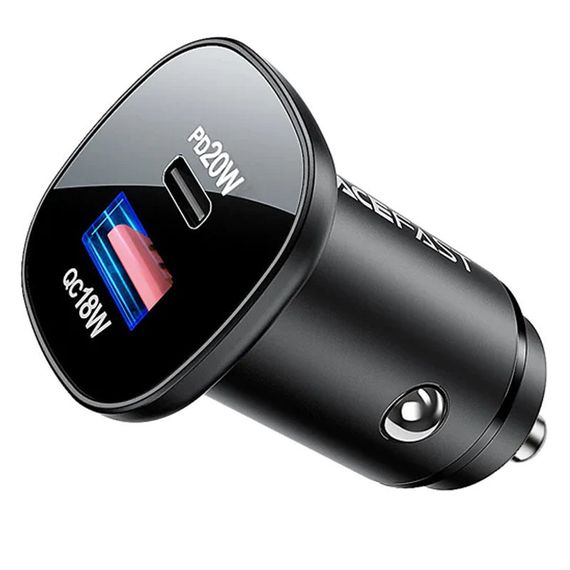 АЗП Acefast B1 mini dual-port metal car charger 38W (1USB-A/1C) Black