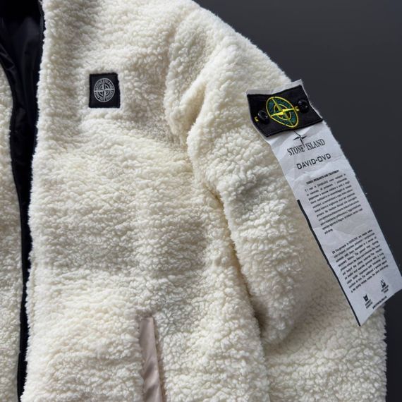Двостороння куртка Stone Island чорна плащівка та біла тедді | Зображення 9