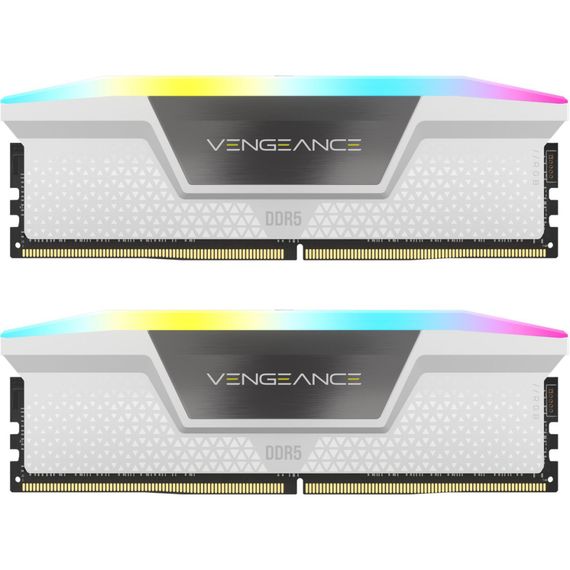 Модуль пам'яті для комп'ютера DDR5 32GB (2x16GB) 5200 MHz Vengeance RGB White Corsair (CMH32GX5M2B5200C40W) | Зображення 1