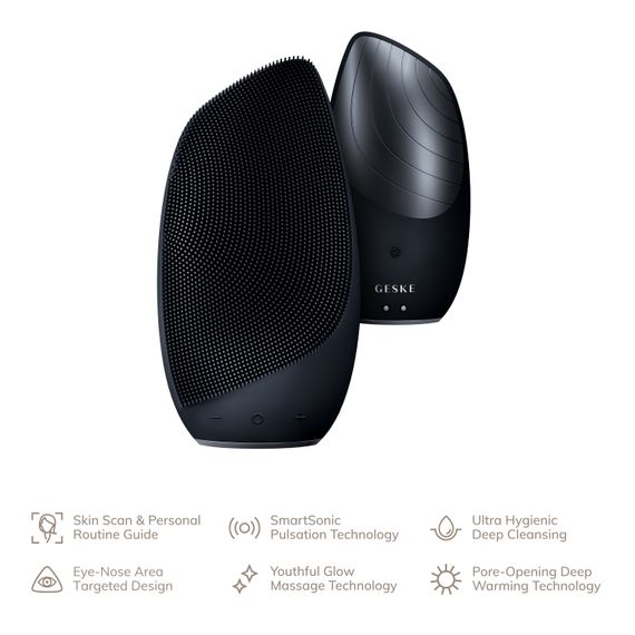 Електронна звукова термо щітка для обличчя GESKE Sonic Thermo Facial Brush 6в1 black | Зображення 1