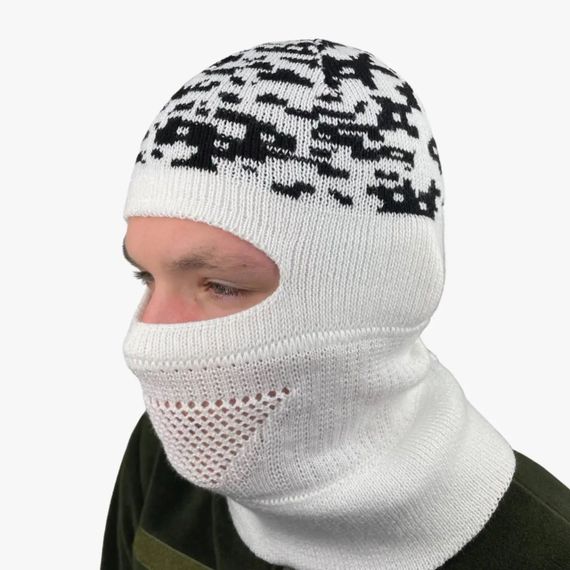 Зимова шапка-балаклава з сіткою білий Камуфляж | Зображення 1