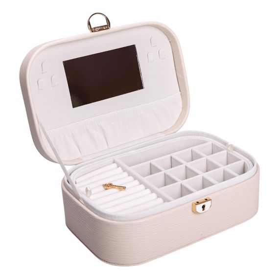 Скринька для прикрас з еко шкіри 2 яруси із замком органайзер для ювелірних виробів | Зображення 3