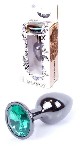 Анальний затор Boss Series - Jewellery Dark Silver PLUG Green S, BS6400033 sexstyle