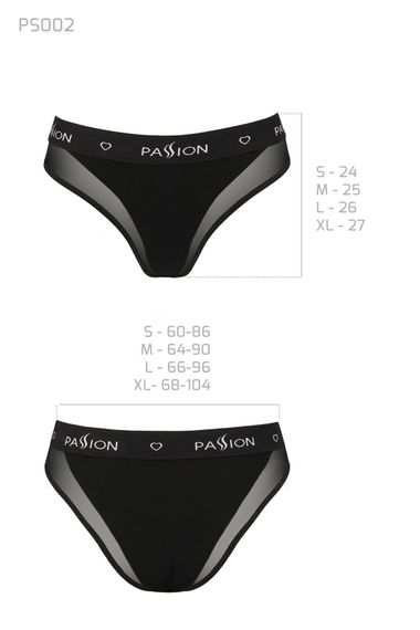 Трусики хлопковые с прозрачной вставкой Passion PS002 PANTIES, Черный, M, M | Зображення 3