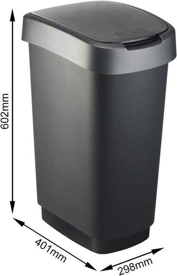 Контейнер для сміття Rotho (Рото) Twist 50 л (17545) Чорний | Зображення 1