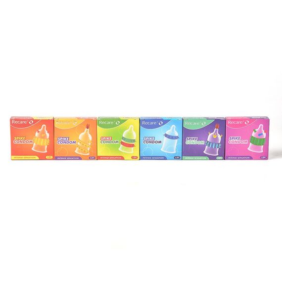 Насадка на член Recare Spike Condom Pink (презерватив з кульками та рядами шипів) | Зображення 9