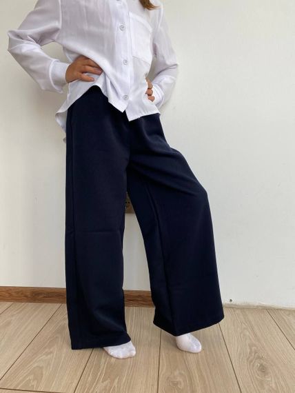 Дитячі штани палаццо для дівчинки шкільні штани колір темно-синій розмір 134, SBR129 | Зображення 2