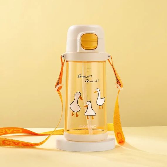 Бутылка для воды Casno 690 мл KXN-1219 Оранжевая (Гуси) с трубочкой (KXN-1219_Orange) | Зображення 1
