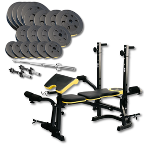 Набор Besport PowerPro 89кг с прямым грифом и скамьей Besport WB-004