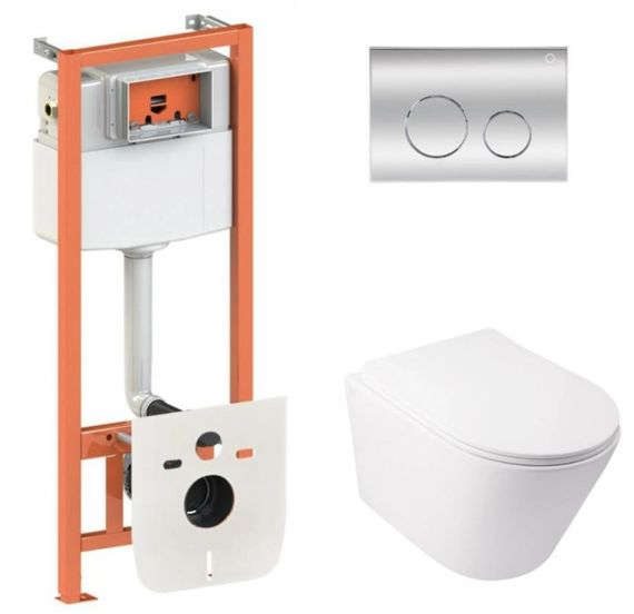 Набір Qtap Nest 4 в 1 підвісний унітаз Swan Ultra Quiet 485x360x320 + комплект інсталяції QT16335179W45151