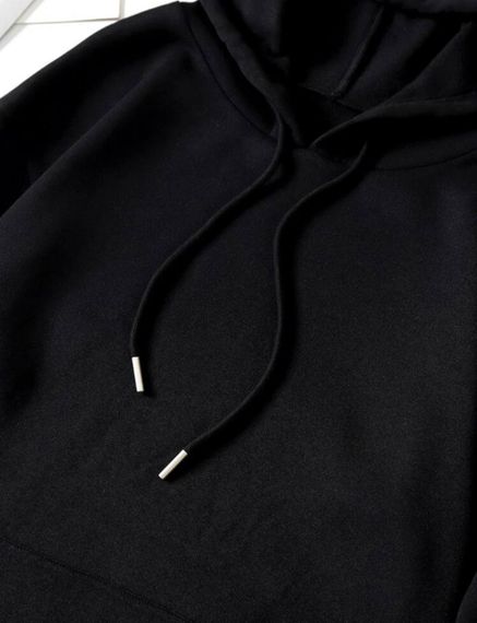 Женский теплый худи на флисе с принтом на спине STI244 Oversize 42/48 цвет черный | Зображення 2