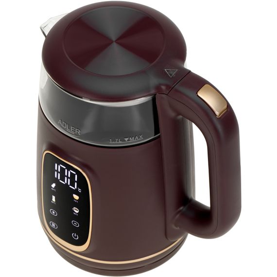 Електрочайник Adler AD 1305 burgundy 1850-2200Вт/ 1.7л/ скло/ встановлення температури/ | Зображення 5