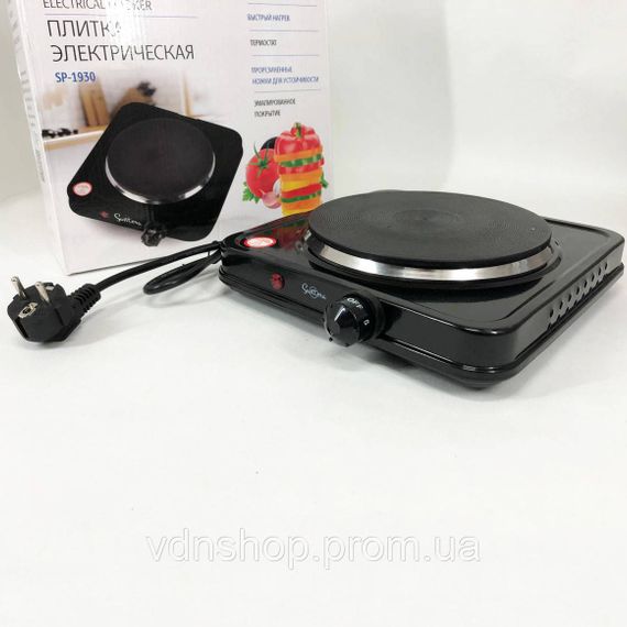 Плити для приготування Suntera SP-1930 черная, Плита побутова портативна, Електроплита на 1 конфорку RA-75 | Зображення 6