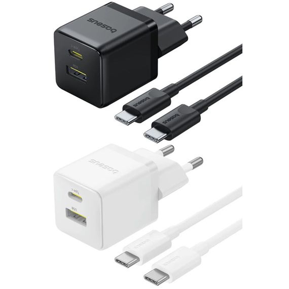 МЗП Baseus Palm Fast Charger 30W (1USB-A/1C) + кабель Type-C to Type-C (P1011160A)