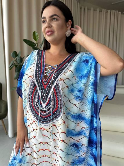 Легка максі сукня-туніка етно принт PLUS SIZE для відпочинку | Зображення 7
