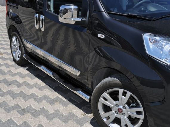 Боковые трубы (2 шт., нерж.) Ø51, без пластиковых вставок для Citroen Nemo 2008-2024 гг