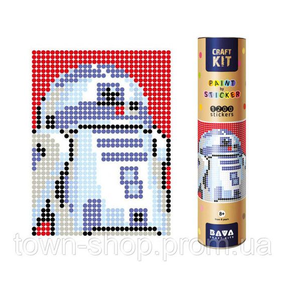Картина по номерам стикерами в тубусе "Робот синий" (R2D2) , 1200 стикеров 1876, 33х48 см