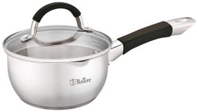 Кухонний ковш Bollire BR-2401, 1.4 л, 16 см, з нержавіючої сталі з кришкою, для всіх типів плит