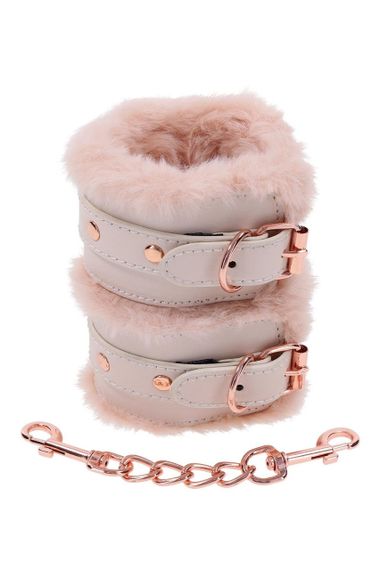 Наручники з хутром Sex & Mischief Peaches'n CreaMe з металевою фурнітурою, рожеві sexstyle | Зображення 3