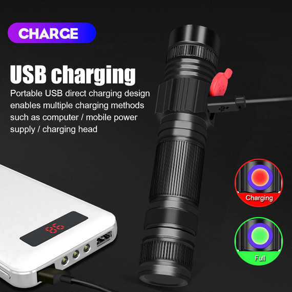 Ліхтар УФ HOSPORT 3400mAh LED UV 365nm Flashlight з акумулятором 18650 lithium battery Чорний (sv1884) | Зображення 2