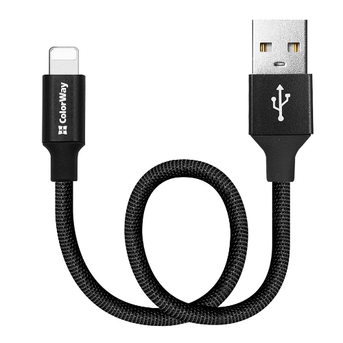 Кабель USB Lightning ColorWay CW-CBUL048-BK 2,4A 0,25м чорний | Зображення 1