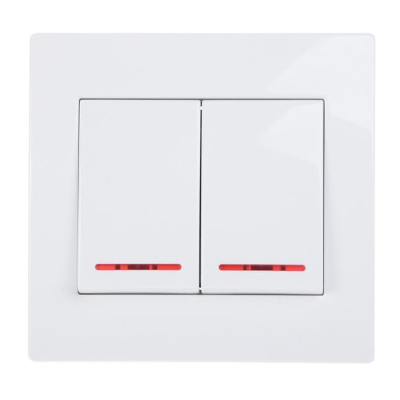 Выключатель с подсветкой двойной VB-2VL wh