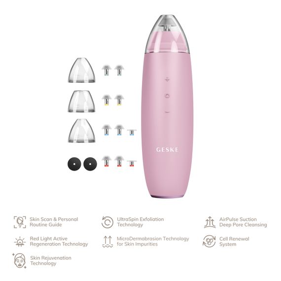 Микродермабразийное устройство для удаления черных точек GESKE MicroDermabrasion Blackhead Remover 7в1 starlight, Розовый | Зображення 1