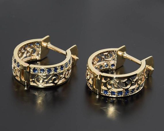 Женские серьги из желтого золота с сапфирами