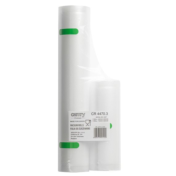 Плівка для вакууматора Camry CR 4470.3 рулони 28×600 см і 15×600 см для вакуумного пакування | Зображення 1
