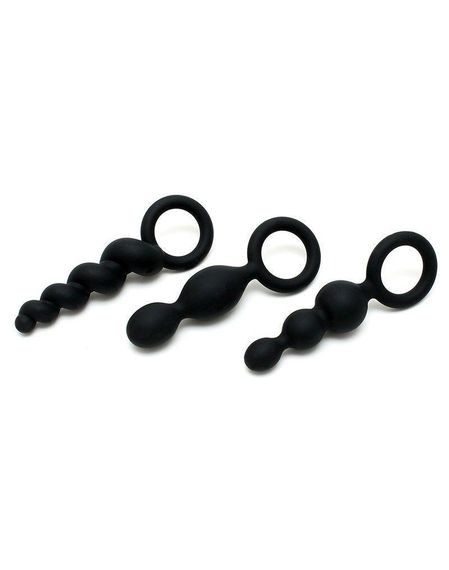 Набір анальних іграшок Satisfyer Plug black (set of 3) - Booty Call, макс. діаметр 3 см (м'яте паковання!!!) Sex Aura | Зображення 2