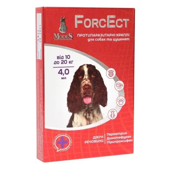 Протипаразитарні краплі для собак вагою 10-20 кг ModeS ForcEct, 3 піп